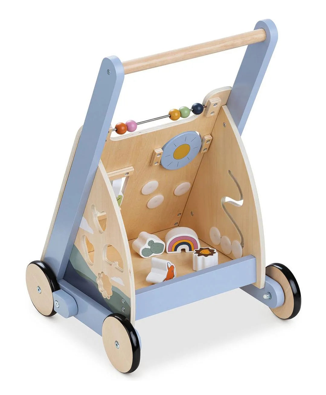 Rear storage tray and wooden handle