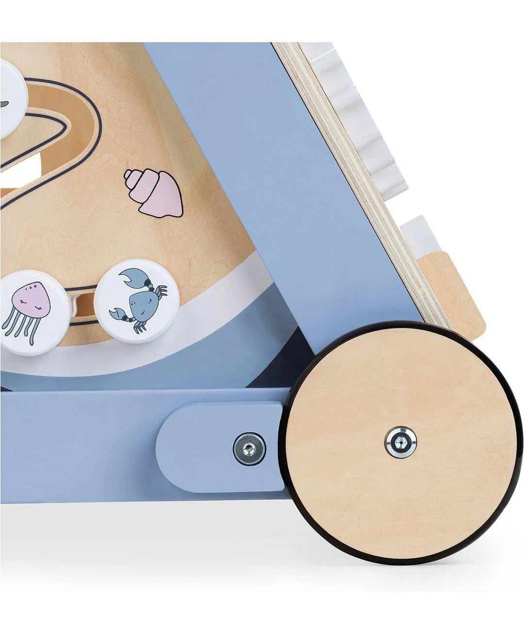Adjustable side brake and wooden wheel