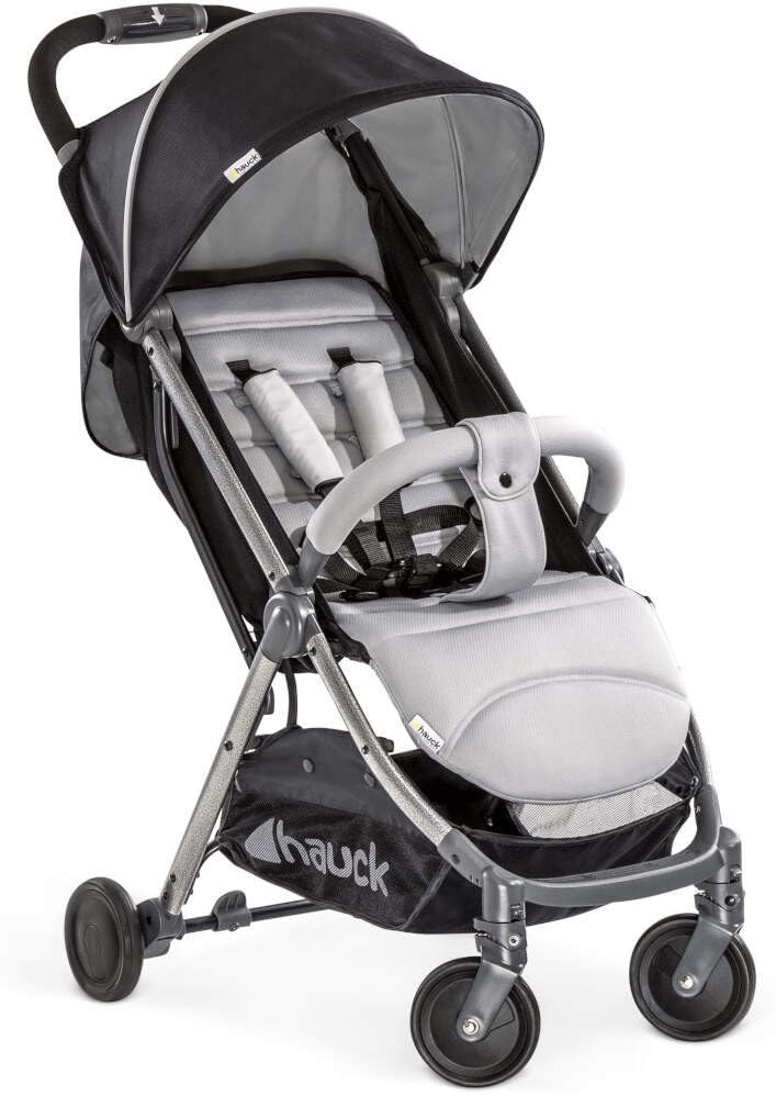 Swift Plus pushchair with its charcoal sun canopy open