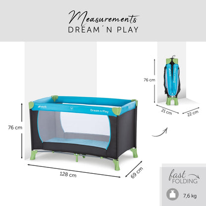 Hauck Dream N Play- Portable Lighweight Travel Cot, Compact Folding with Inclusive Carry Bag