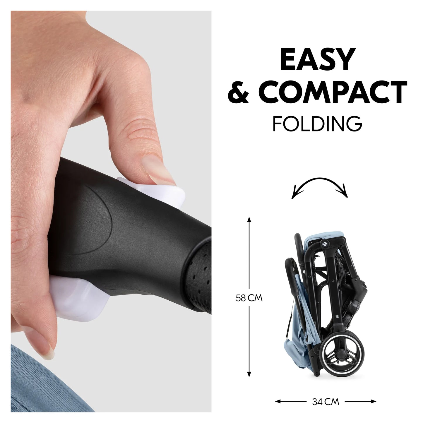 Hauck Travel N Care Plus Stroller –  One-Hand Fold, Reclining Seat, UV Protection 50+