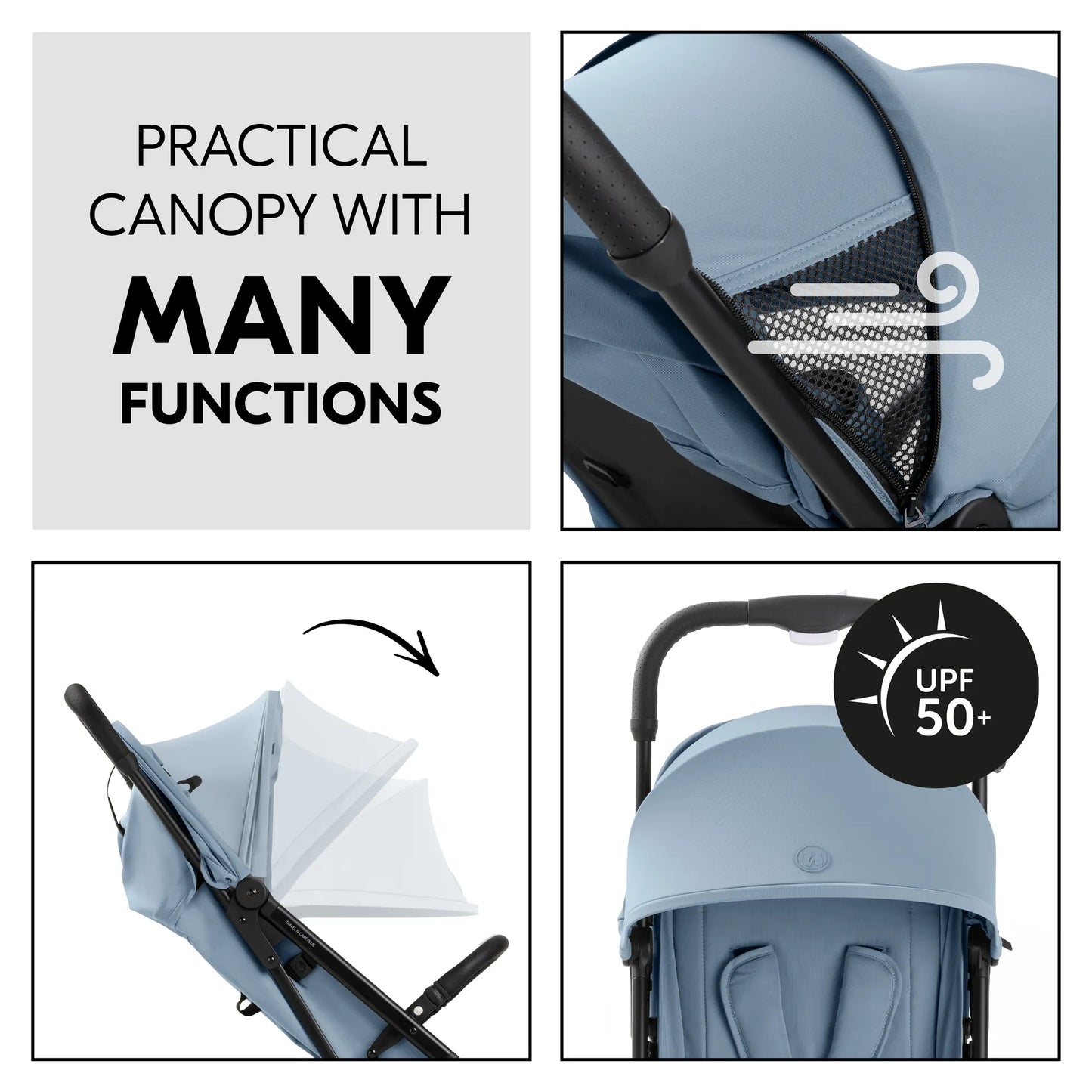 Hauck Travel N Care Plus Stroller –  One-Hand Fold, Reclining Seat, UV Protection 50+
