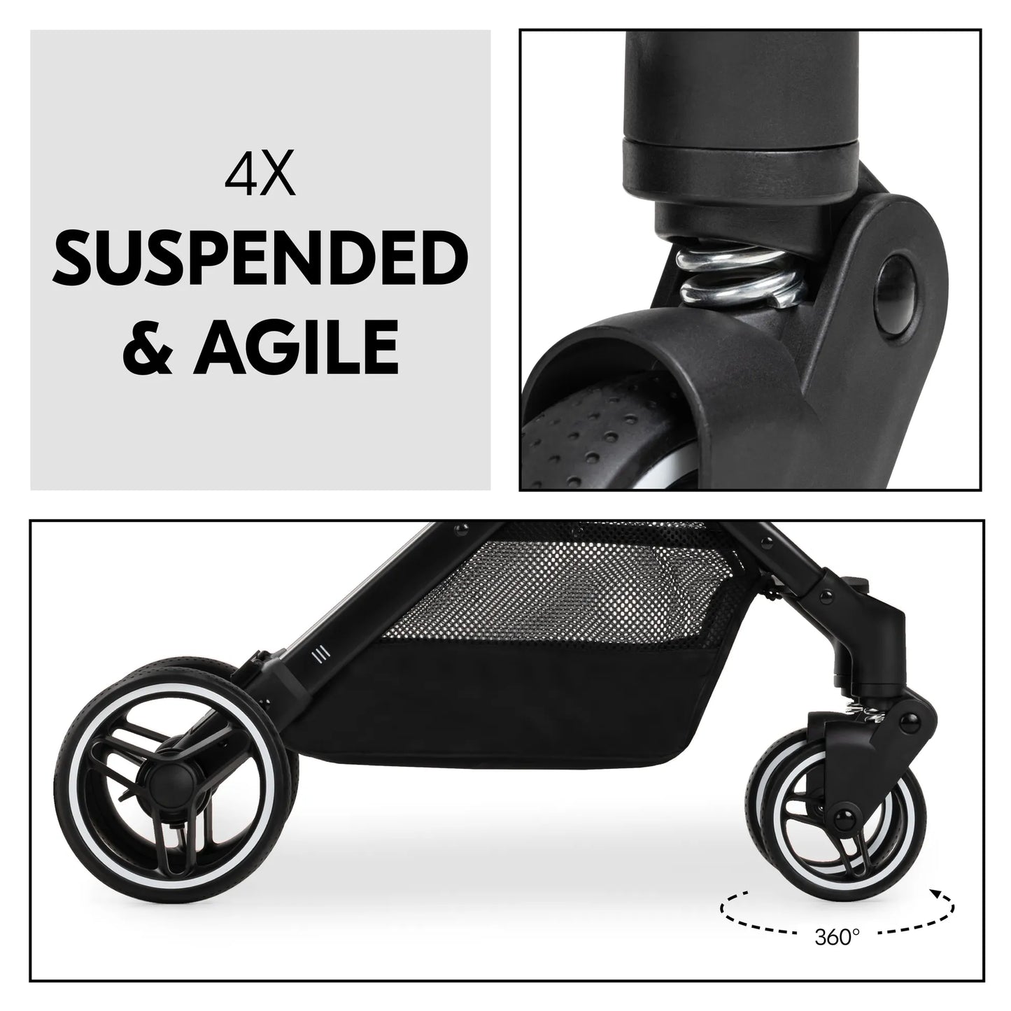 Hauck Travel N Care Plus Stroller –  One-Hand Fold, Reclining Seat, UV Protection 50+
