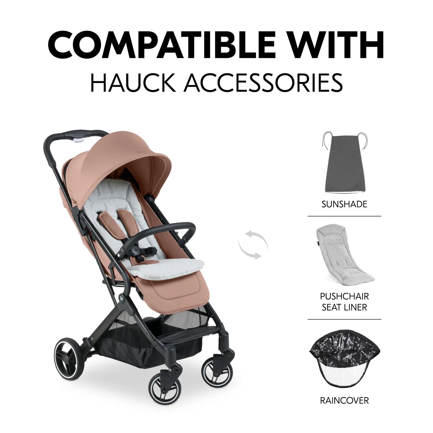 Hauck Travel N Care Plus Stroller –  One-Hand Fold, Reclining Seat, UV Protection 50+