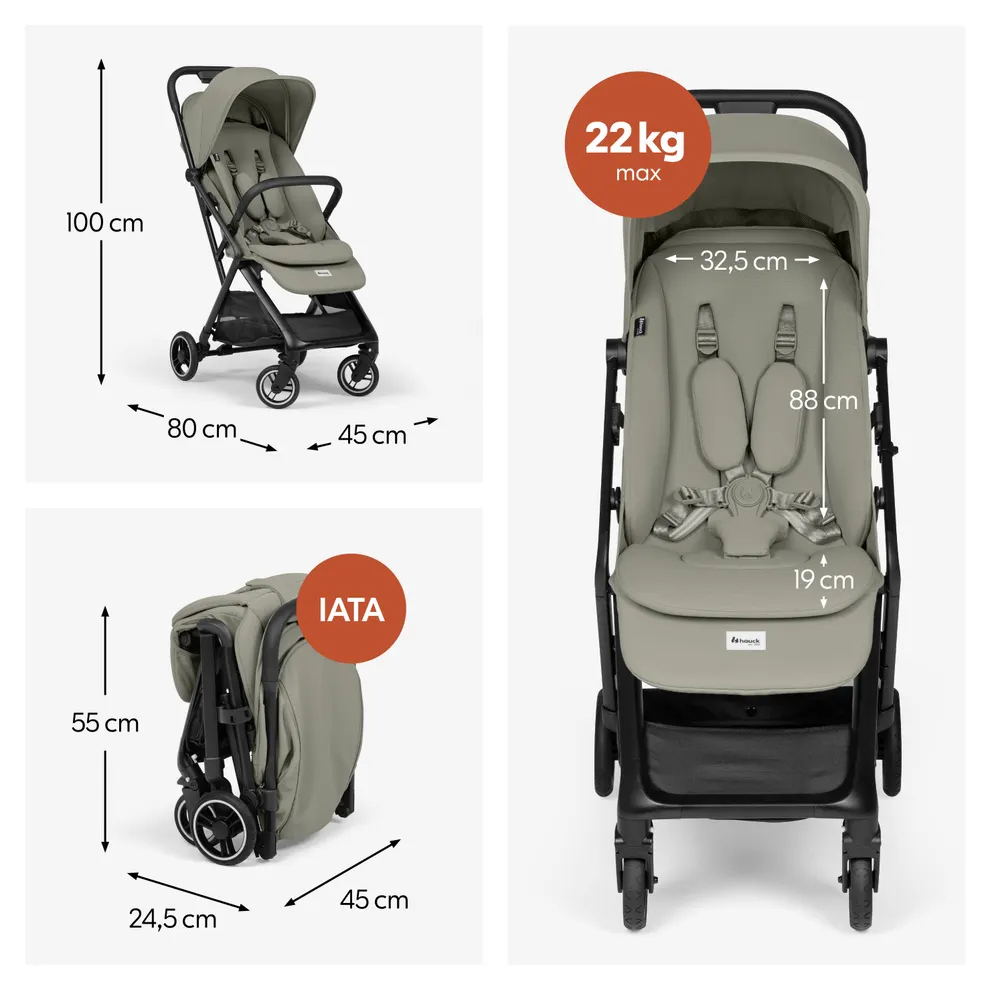 Hauck Fly N Care Stroller: Cabin-Friendly Fold & Compact Lightweight Travel Stroller
