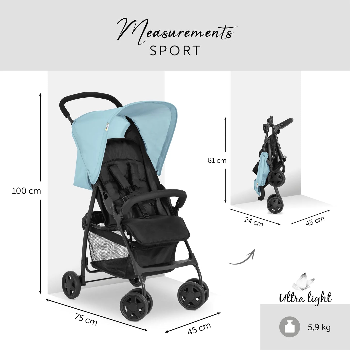 Hauck Sport Stroller: Super Lightweight Stroller (5.9kg), Compact & Foldable