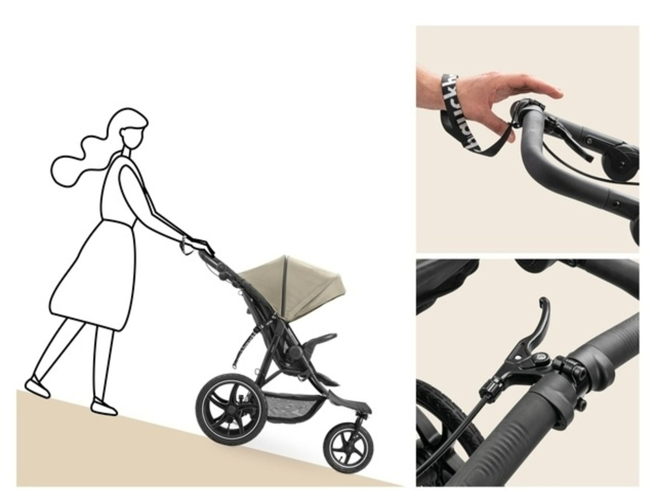 Hauck Runner 3 Jogging Stroller: XL Pneumatic Air Wheels,3-wheel All Terrain Stroller
