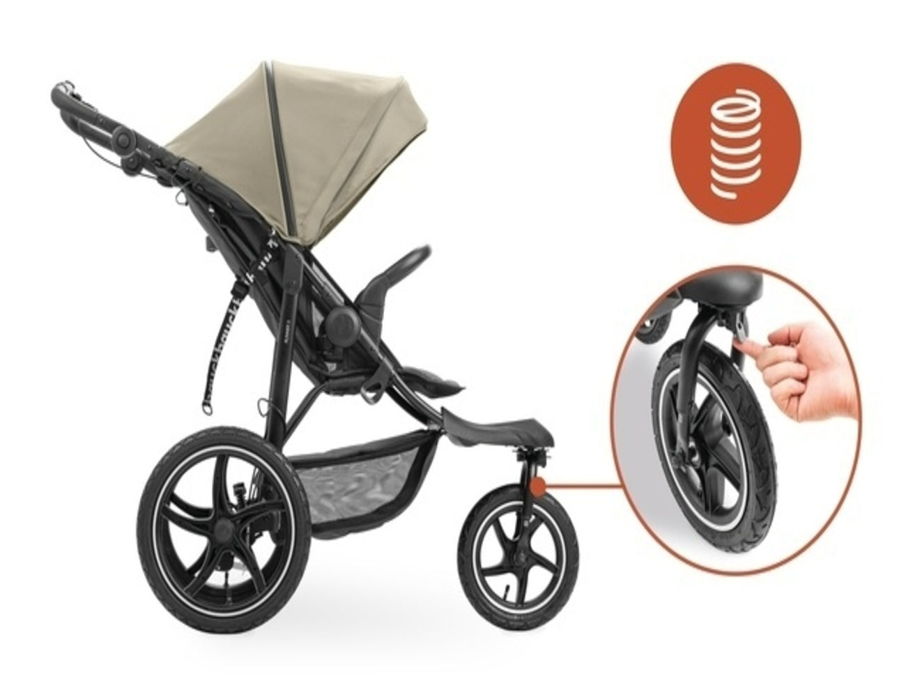 Hauck Runner 3 Jogging Stroller: XL Pneumatic Air Wheels,3-wheel All Terrain Stroller