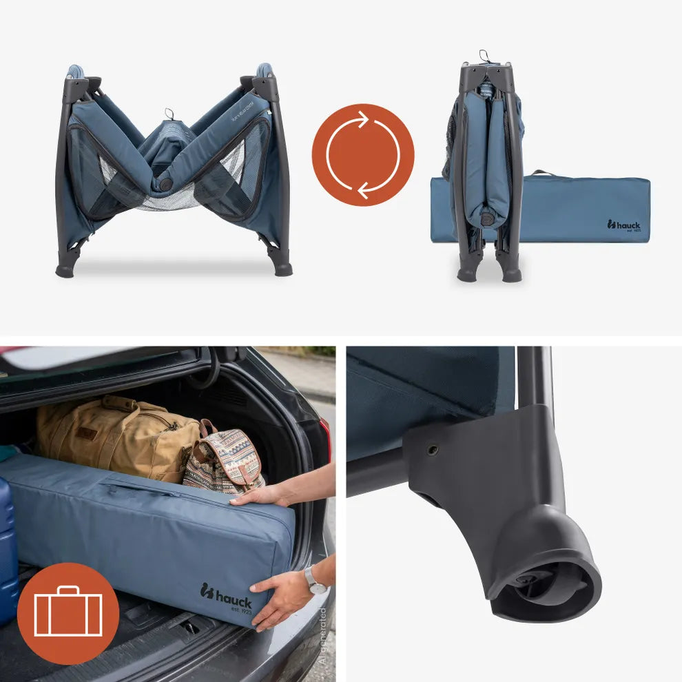 Hauck Play N Relax Center- Portable Lighweight Travel Cot, Compact Folding with Inclusive Carry Bag