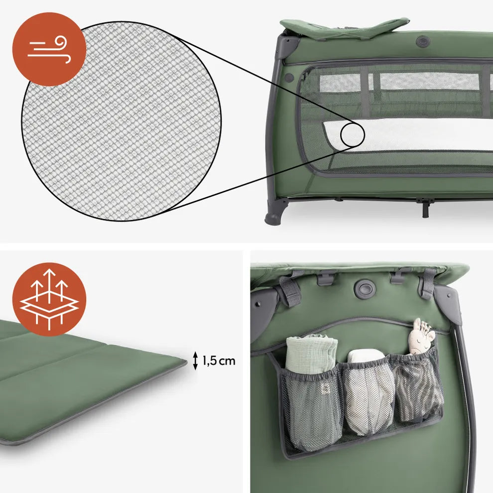 Hauck Play N Relax Center- Portable Lighweight Travel Cot, Compact Folding with Inclusive Carry Bag