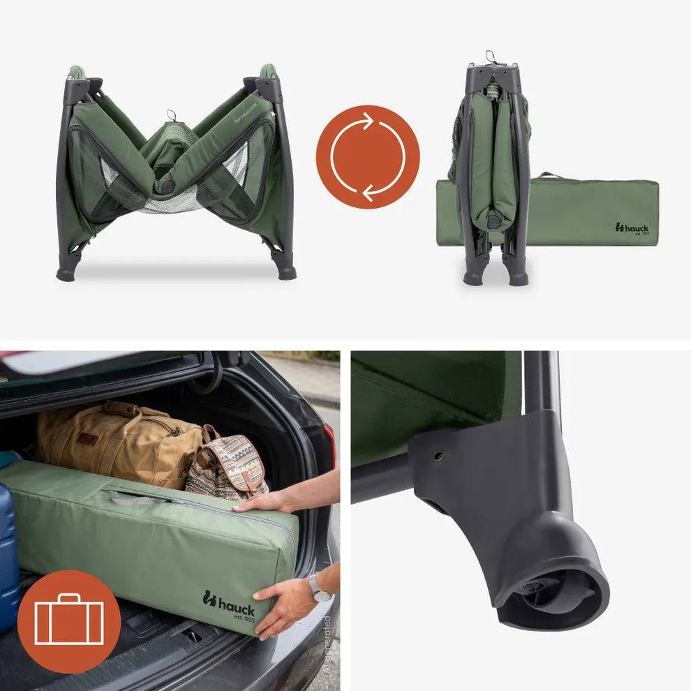 Hauck Play N Relax Center- Portable Lighweight Travel Cot, Compact Folding with Inclusive Carry Bag