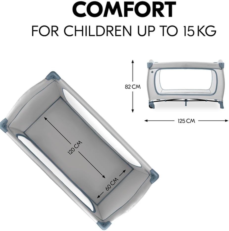 Hauck Sleep N Play Go Plus- Portable Lighweight Travel Cot, Compact Folding with Inclusive Carry Bag