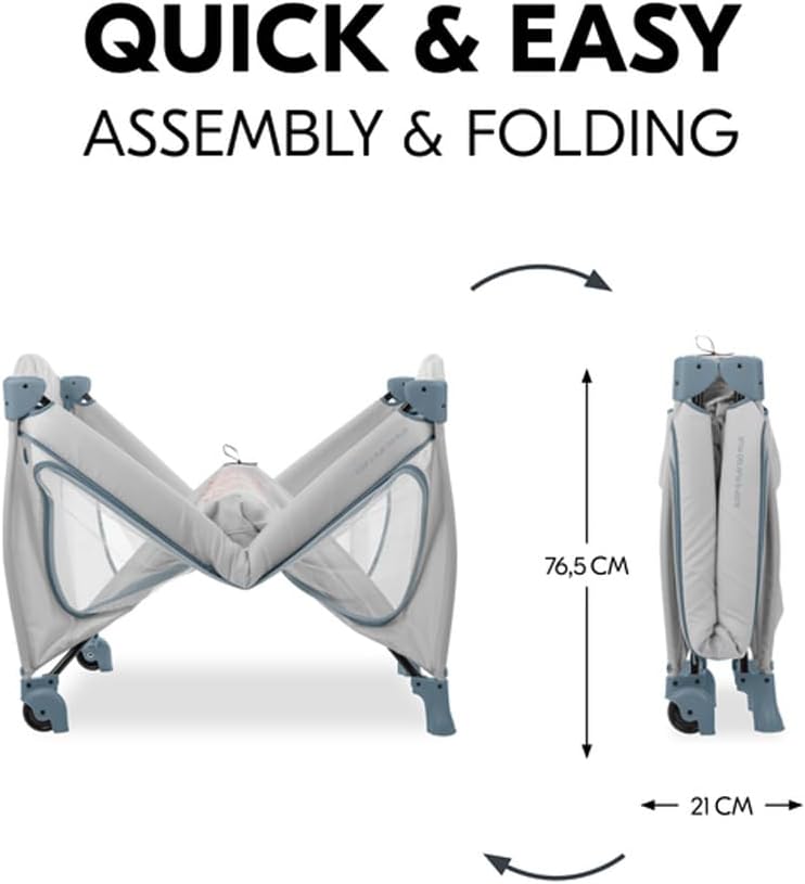Hauck Sleep N Play Go Plus- Portable Lighweight Travel Cot, Compact Folding with Inclusive Carry Bag