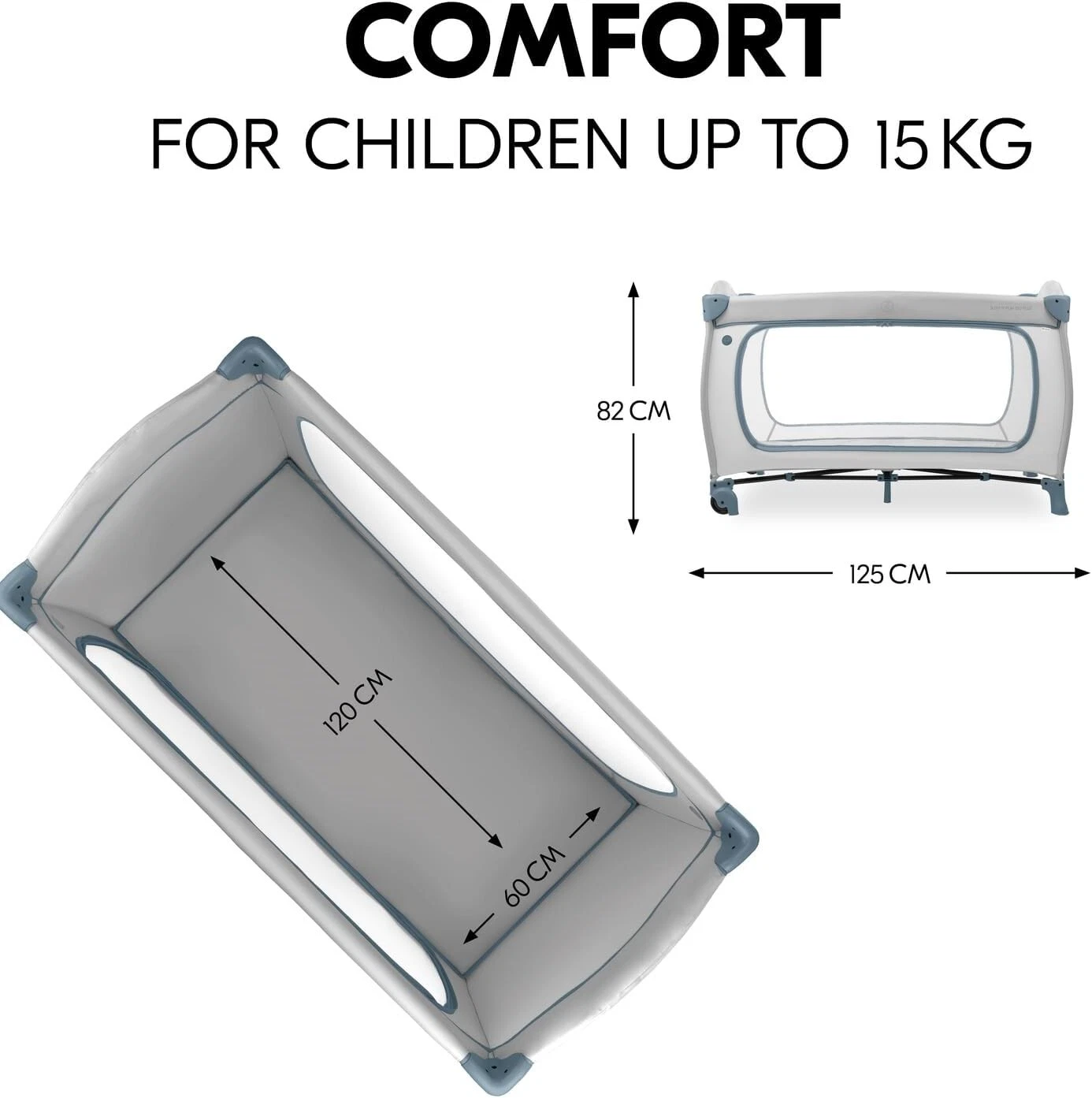 Hauck Sleep N Play Go Plus- Portable Lighweight Travel Cot, Compact Folding with Inclusive Carry Bag