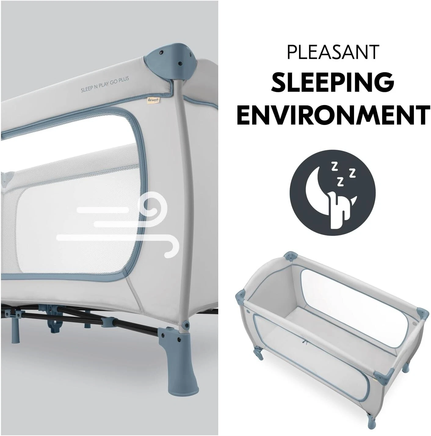 Hauck Sleep N Play Go Plus- Portable Lighweight Travel Cot, Compact Folding with Inclusive Carry Bag