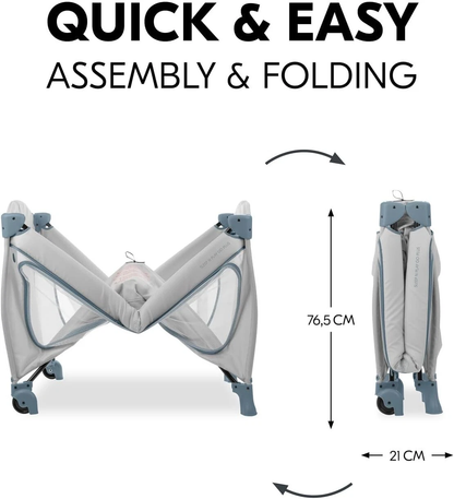 Hauck Sleep N Play Go Plus- Portable Lighweight Travel Cot, Compact Folding with Inclusive Carry Bag