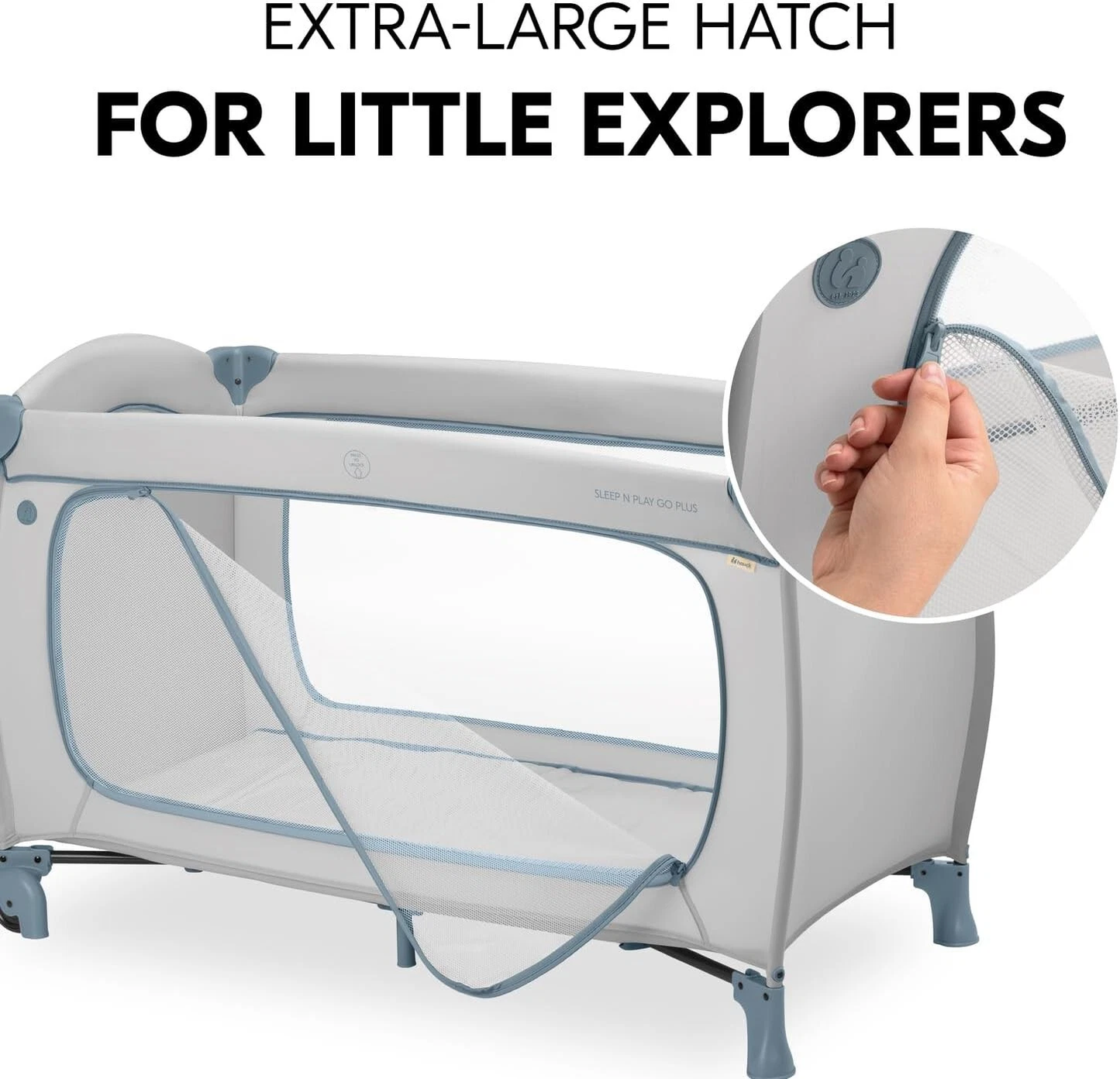 Hauck Sleep N Play Go Plus- Portable Lighweight Travel Cot, Compact Folding with Inclusive Carry Bag