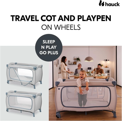 Hauck Sleep N Play Go Plus- Portable Lighweight Travel Cot, Compact Folding with Inclusive Carry Bag