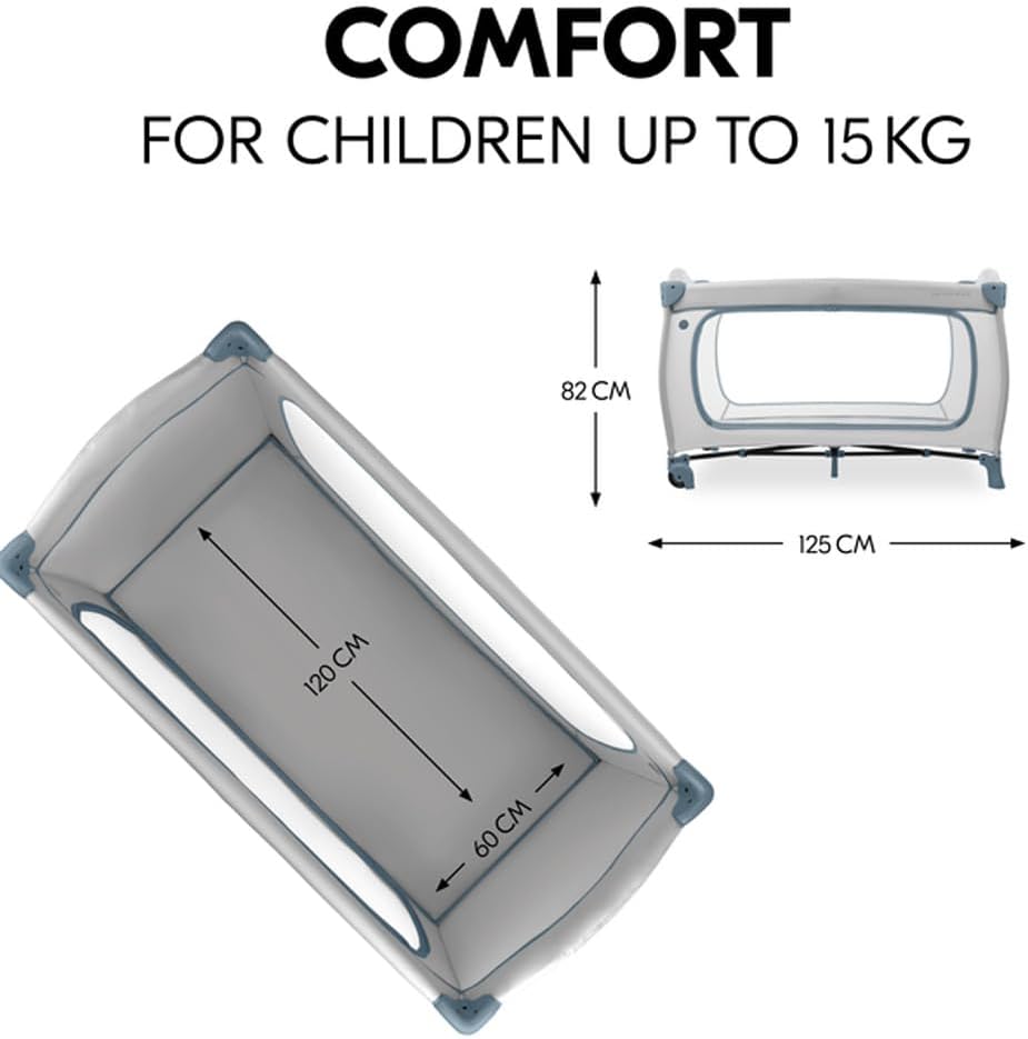Hauck Sleep N Play Go Plus- Portable Lighweight Travel Cot, Compact Folding with Inclusive Carry Bag