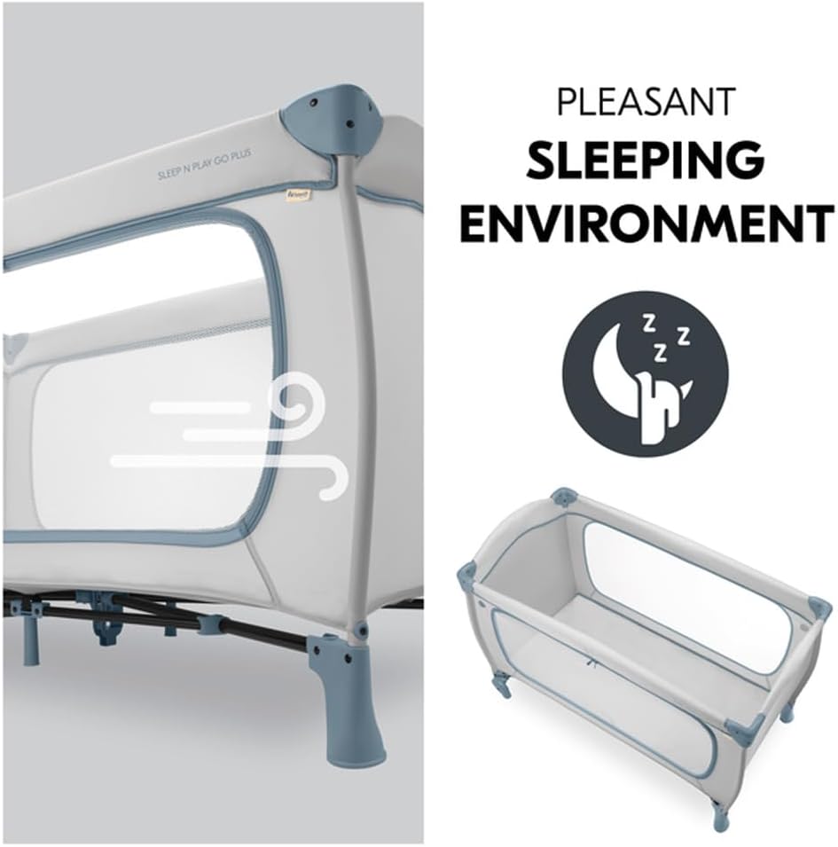 Hauck Sleep N Play Go Plus- Portable Lighweight Travel Cot, Compact Folding with Inclusive Carry Bag