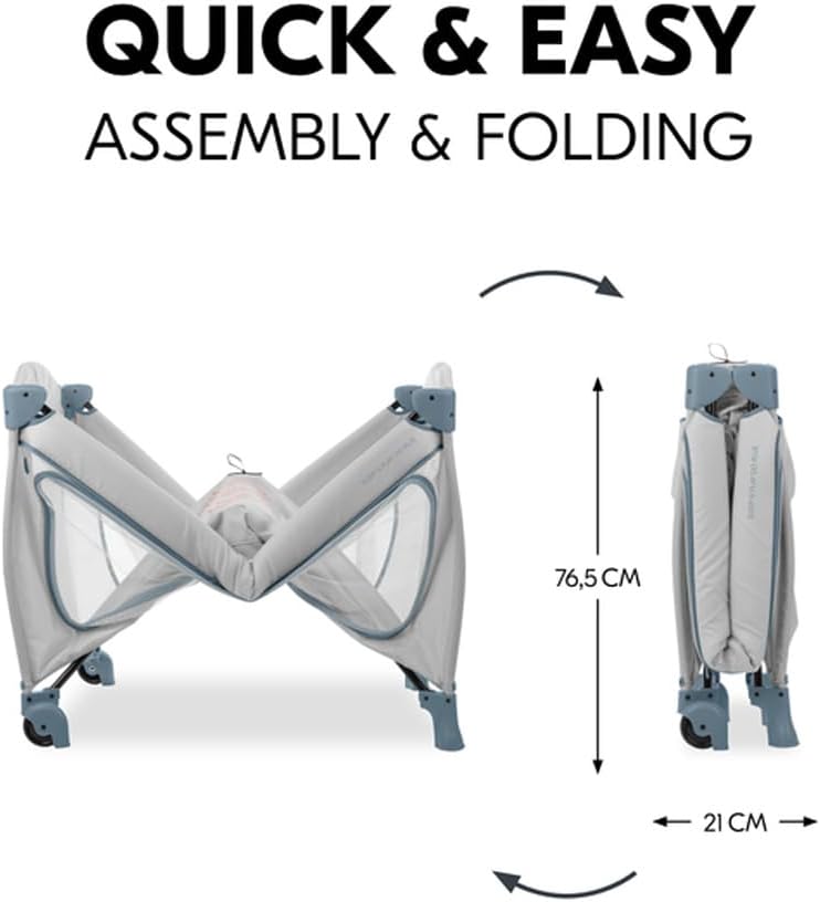 Hauck Sleep N Play Go Plus- Portable Lighweight Travel Cot, Compact Folding with Inclusive Carry Bag