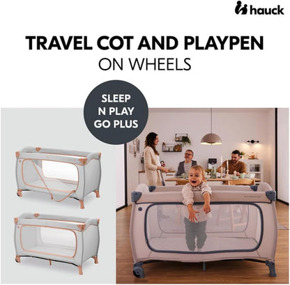 Hauck Sleep N Play Go Plus- Portable Lighweight Travel Cot, Compact Folding with Inclusive Carry Bag