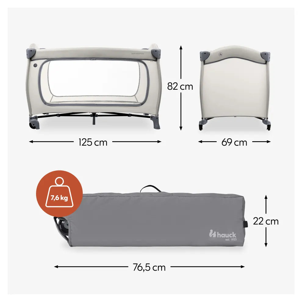 Hauck Sleep N Easyfold- Portable Lighweight Travel Cot, Compact Folding with Inclusive Carry Bag