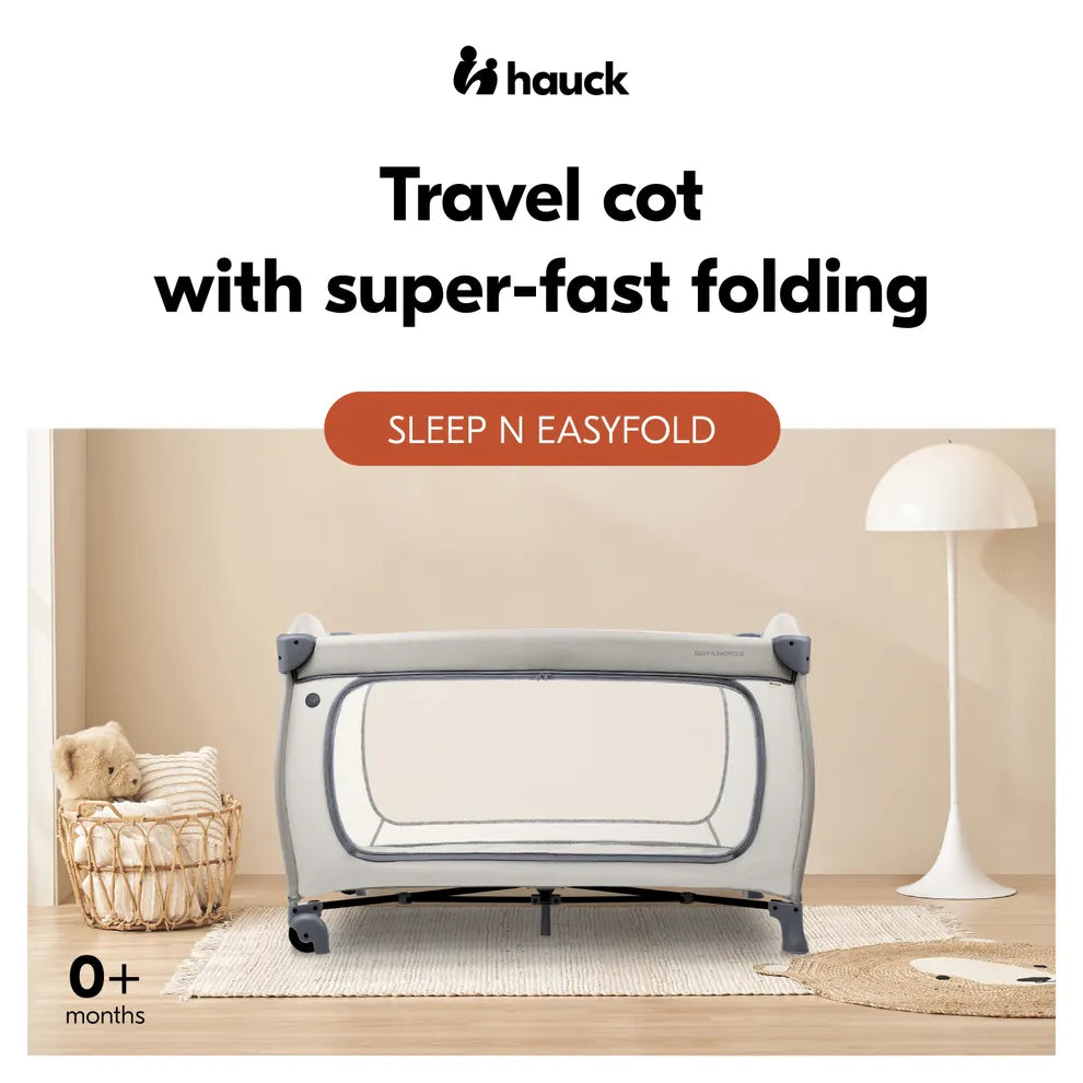 Hauck Sleep N Easyfold- Portable Lighweight Travel Cot, Compact Folding with Inclusive Carry Bag