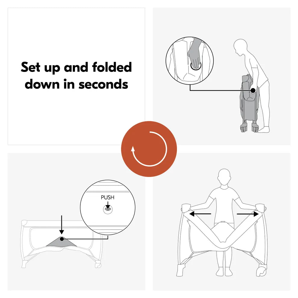 Hauck Sleep N Easyfold- Portable Lighweight Travel Cot, Compact Folding with Inclusive Carry Bag