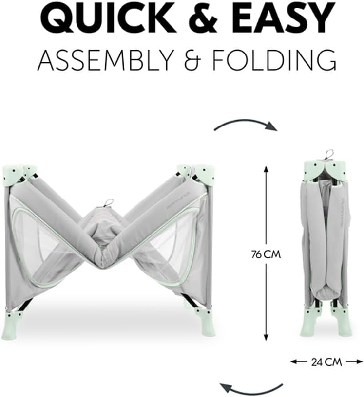 Hauck Dream N Play Plus- Portable Lighweight Travel Cot, Compact Folding with Inclusive Carry Bag