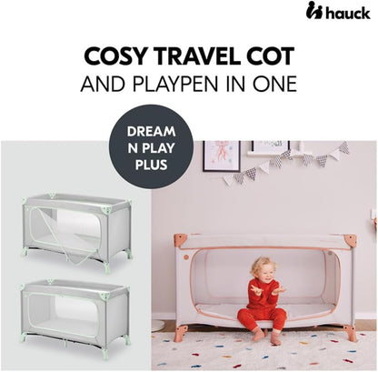 Hauck Dream N Play Plus- Portable Lighweight Travel Cot, Compact Folding with Inclusive Carry Bag