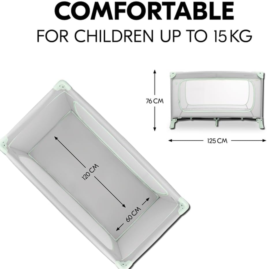 Hauck Dream N Play Plus- Portable Lighweight Travel Cot, Compact Folding with Inclusive Carry Bag