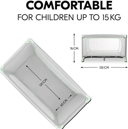 Hauck Dream N Play Plus- Portable Lighweight Travel Cot, Compact Folding with Inclusive Carry Bag