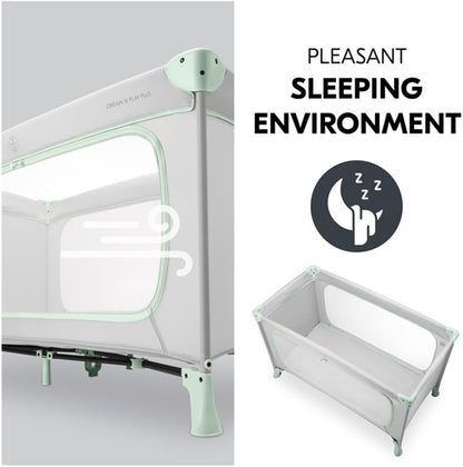 Hauck Dream N Play Plus- Portable Lighweight Travel Cot, Compact Folding with Inclusive Carry Bag