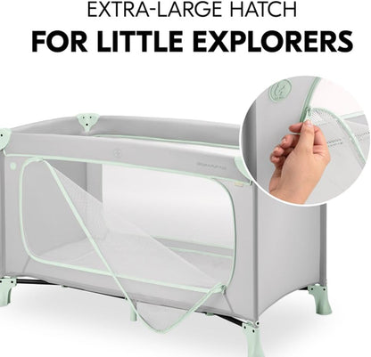 Hauck Dream N Play Plus- Portable Lighweight Travel Cot, Compact Folding with Inclusive Carry Bag