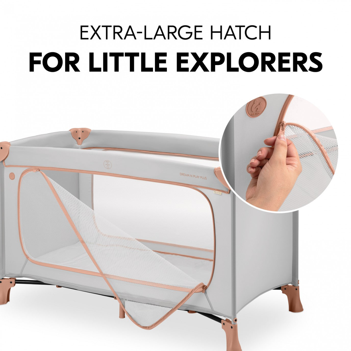Hauck Dream N Play Plus- Portable Lighweight Travel Cot, Compact Folding with Inclusive Carry Bag