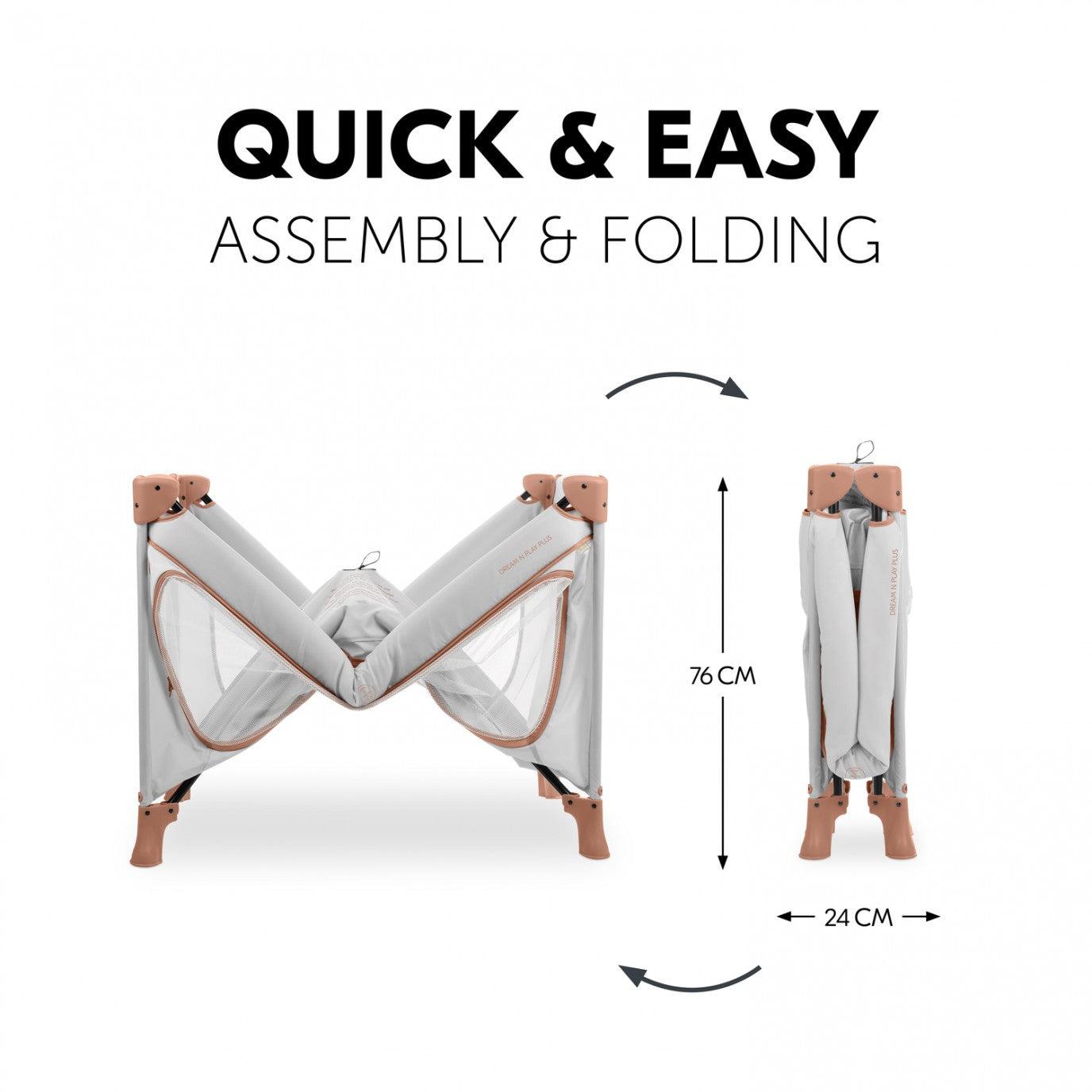 Hauck Dream N Play Plus- Portable Lighweight Travel Cot, Compact Folding with Inclusive Carry Bag