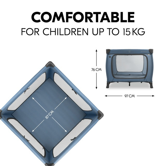 Hauck Sleep N Play SQ Set- Portable Lighweight Travel Cot, Compact Folding with Inclusive Carry Bag
