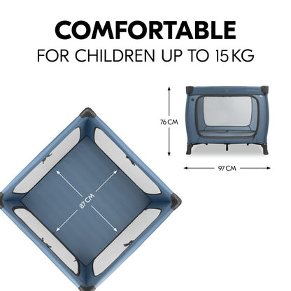 Hauck Sleep N Play SQ Set- Portable Lighweight Travel Cot, Compact Folding with Inclusive Carry Bag