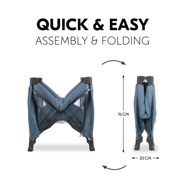 Hauck Sleep N Play SQ Set- Portable Lighweight Travel Cot, Compact Folding with Inclusive Carry Bag