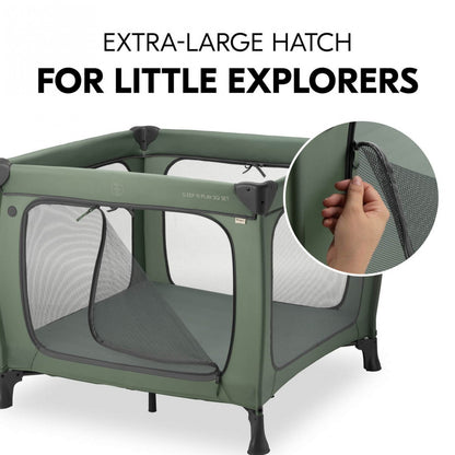 Hauck Sleep N Play SQ Set- Portable Lighweight Travel Cot, Compact Folding with Inclusive Carry Bag