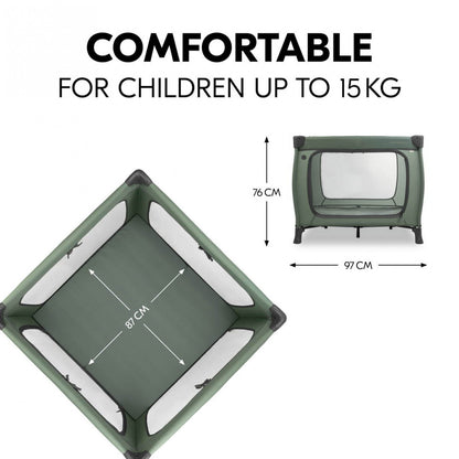 Hauck Sleep N Play SQ Set- Portable Lighweight Travel Cot, Compact Folding with Inclusive Carry Bag
