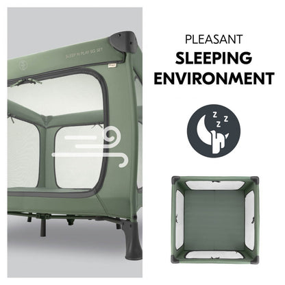 Hauck Sleep N Play SQ Set- Portable Lighweight Travel Cot, Compact Folding with Inclusive Carry Bag