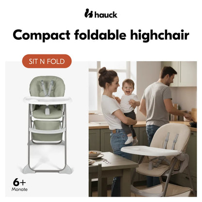 Hauck Sit N Fold High Chair- Foldable & Lightweight, 5-Point Safety Harness