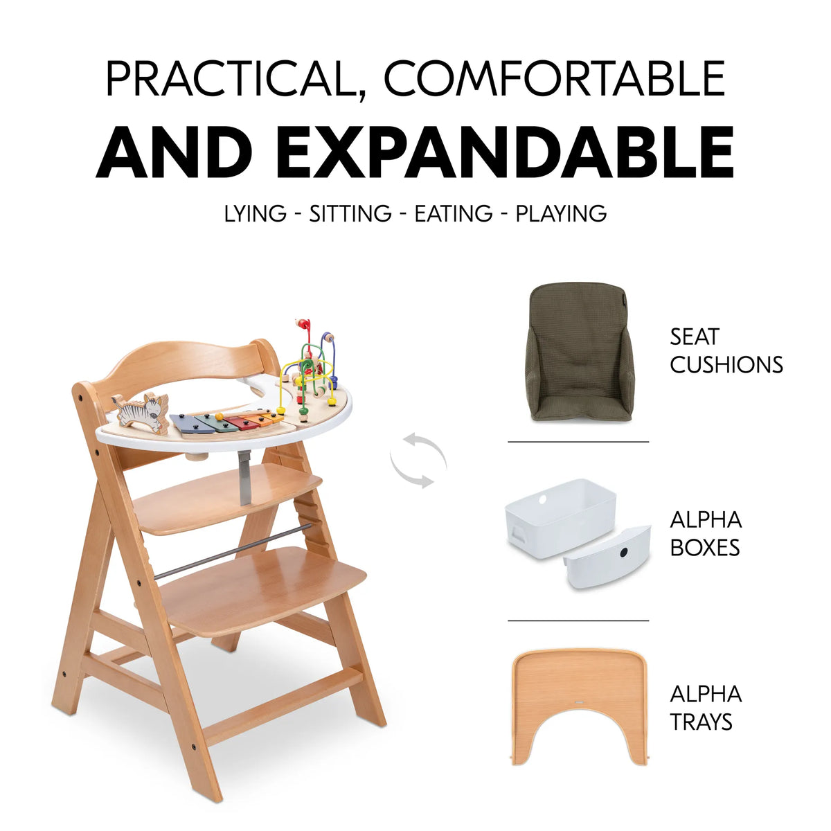 Hauck Alpha Newborn Set Pre: Beech Wood High Chair Set (FSC®-Certified)