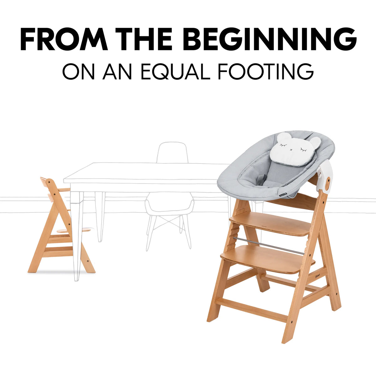 Hauck Alpha Newborn Set Pre: Beech Wood High Chair Set (FSC®-Certified)