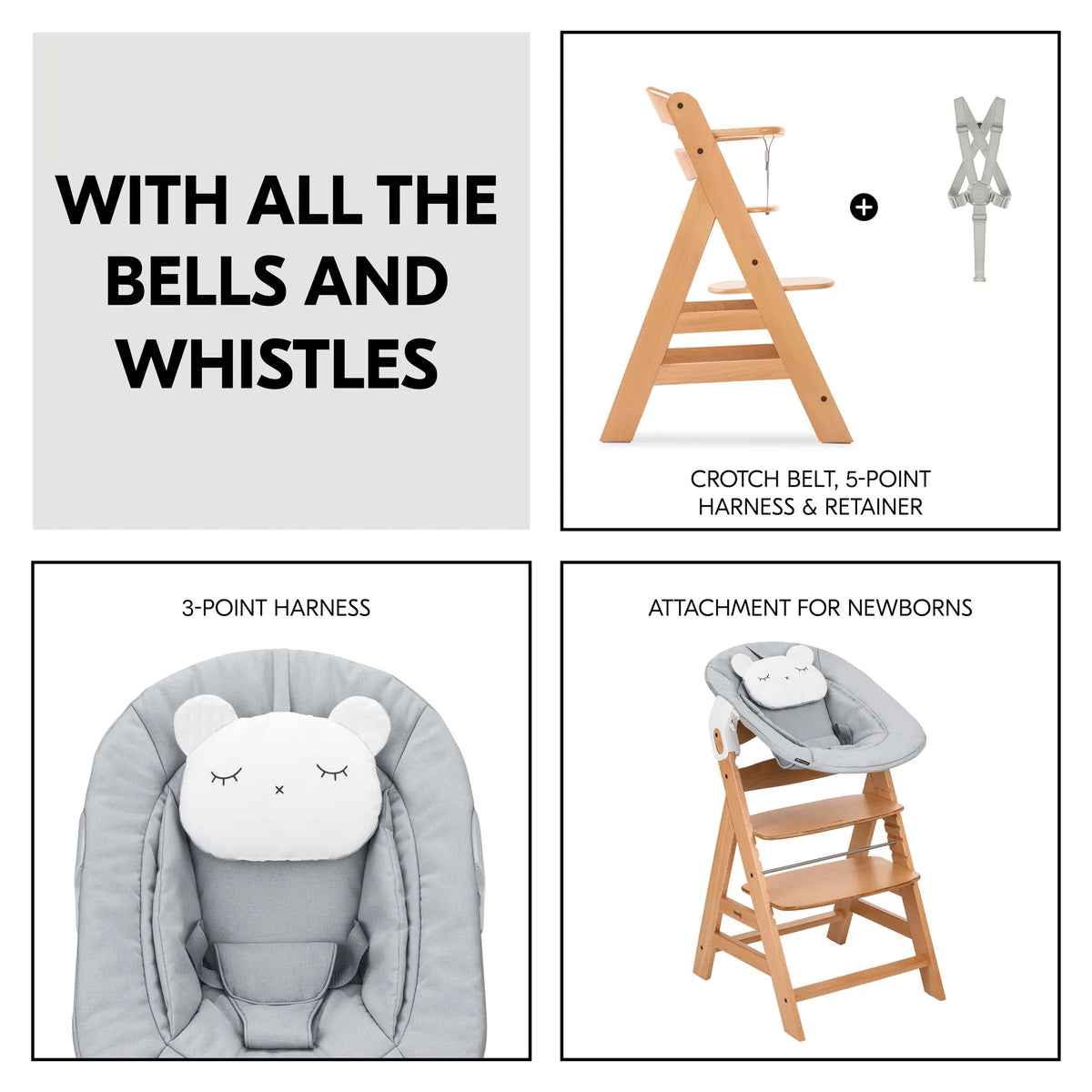 Hauck Alpha Newborn Set Pre: Beech Wood High Chair Set (FSC®-Certified)