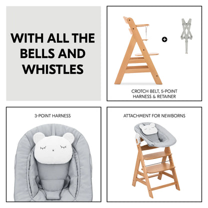 Hauck Alpha Newborn Set Pre: Beech Wood High Chair Set (FSC®-Certified)