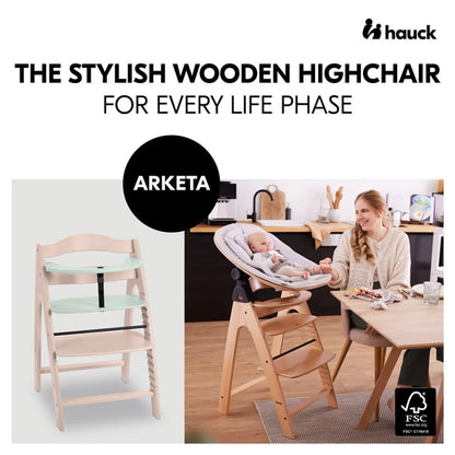 Hauck Arketa High Chair Beech Wood - Grows with Your Child upto 130 Kg (FSC® Certified)