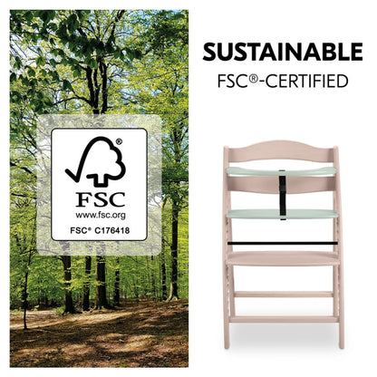 Hauck Arketa High Chair Beech Wood - Grows with Your Child upto 130 Kg (FSC® Certified)